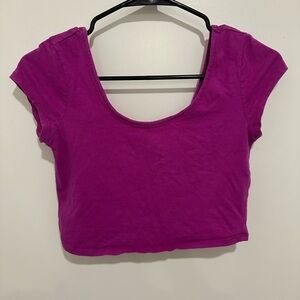 Bozzolo Pink and Purple Fitted Crop Top Cap Sleeve